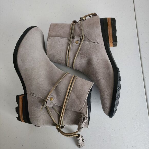 Sorel Farah Short Boot Womens 6.5 Gray Lasso Tassel Western Boho Ankle - Picture 10 of 12